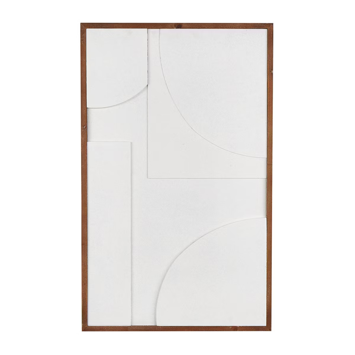 32"x20" Wood Dimensional Geometric Shaped Wall Decor with Brown Wooden Frame White - Olivia & May | Target