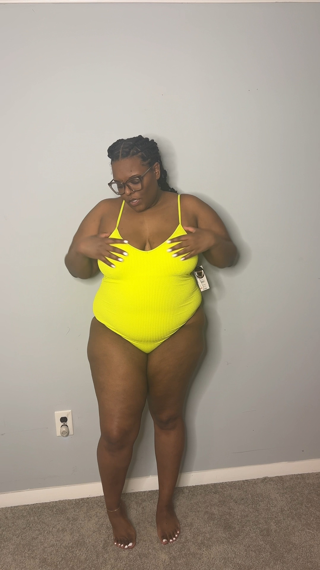 No Boundaries chartreuse one piece from Walmart. 

Cover up is from PLT.

Beach bag is from Target  