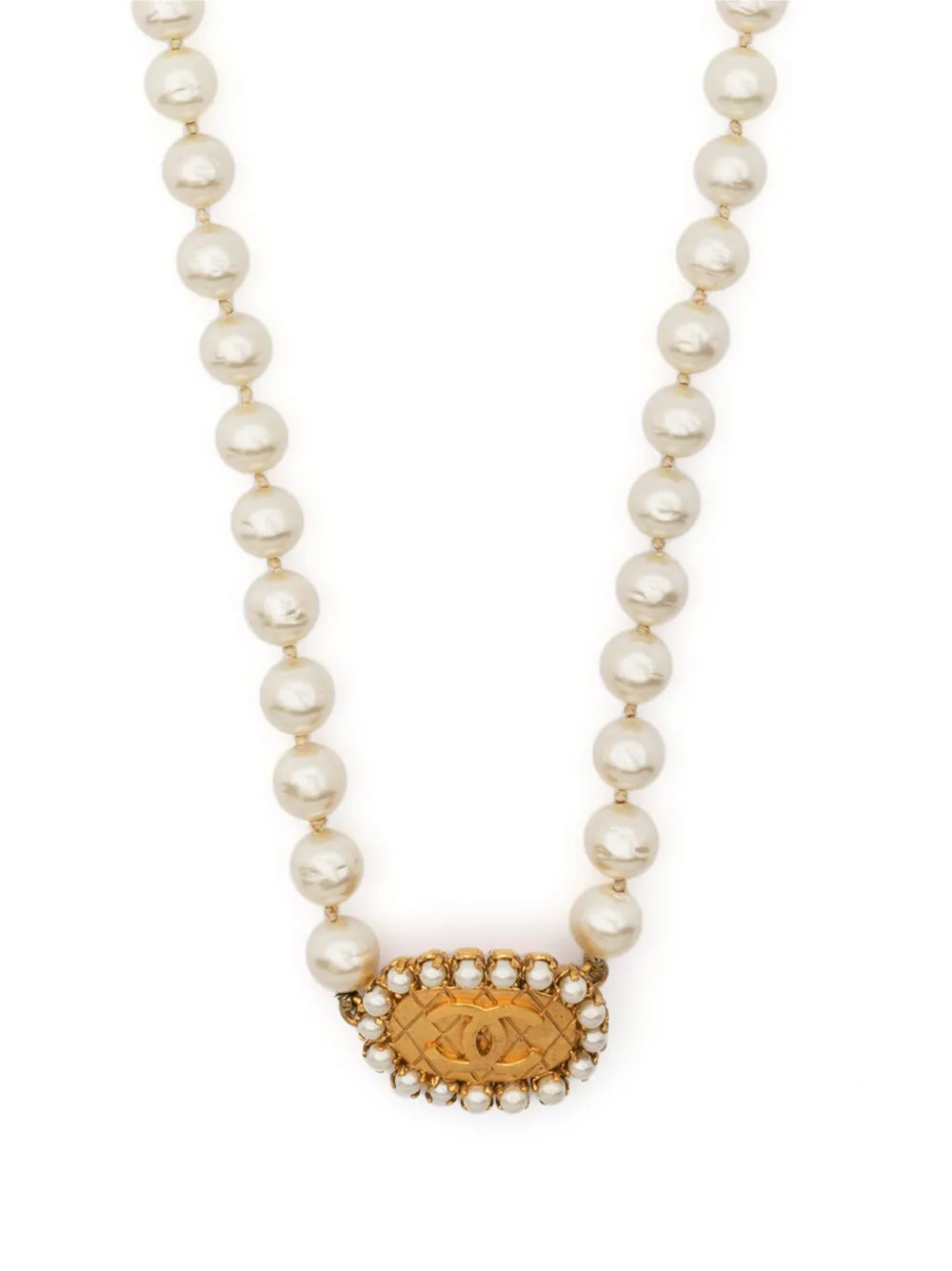 CHANEL Pre-Owned 1995 CC pearl necklace - Gold | Farfetch Global