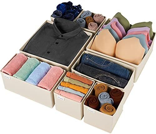 Drawer Organizer Clothes, 8 Pack Underwear Drawer Organizer, Foldable Cloth Storage Box Closet Dress | Amazon (US)