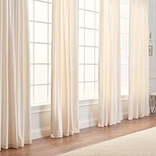 Chanasya Off White Velvet Curtains Panel Set 2 -Piece - Classy Partial Blackout Curtain Room Darkeni | Amazon (US)