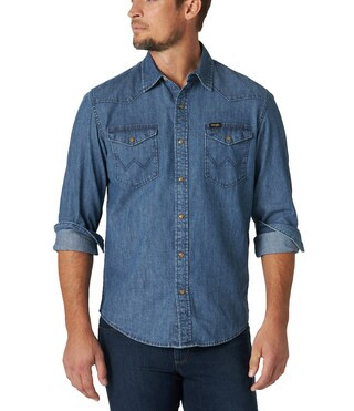 Wrangler® Regular Fit Western Denim Shirt | Dillard's | Dillard's