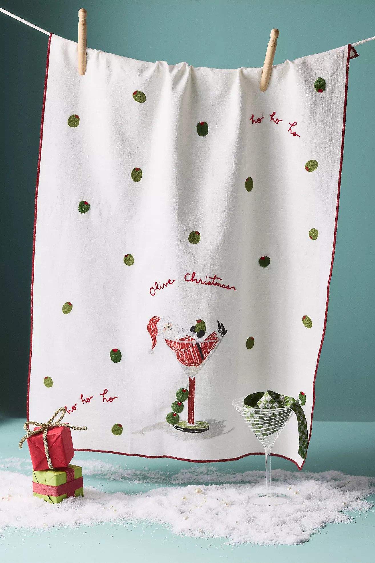 Noun New York Olive Christmas Dish Towel | Anthropologie (US)