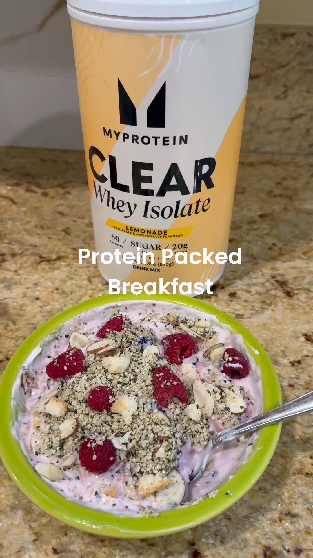 High Protein Nutrition for the win! 

I added a little spring twist to this one by stirring in some My Protein Lemonade Clear Whey Isolate🍋

Started with the 1 cup Frozen Mango chunks and 8 frozen blackberry for fiber, texture and color. The defrosting brings out juice to flavor the 2/3 cup plan unflavored nonfat Greek yogurt and then I added a tablespoon of heavy cream for the fat. 1/2 scoop of the my protein clear whey isolate lemonade and sprinkled 3 tablespoons of raw hemp seeds for more protein, texture and fiber with 8 raspberries and 1 tablespoon of raw sliced almonds. 

YUM! Great for any time of the day but we had it for breakfast (at 11:30am lol)👏

What’s your go to protein packed breakfast? #weightlosssuccess #glp1weightloss #glp1community #weightlosscommunity #bariatriccommunity #healthynutrition #eatingbreakfast

#LTKFamily #LTKWatchNow #LTKActive