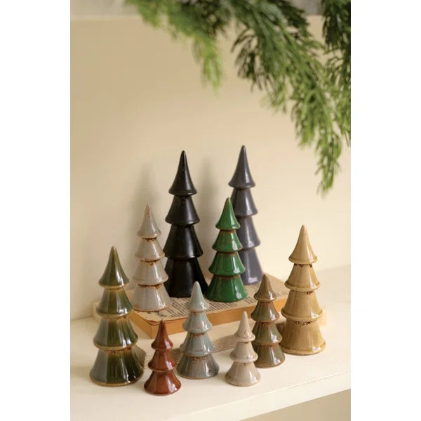 SET OF TEN CERAMIC CHRISTMAS TREES | Birch Lane