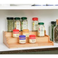 3-Tier Bamboo Spice Rack - Expandable Step Shelf Organizer Kitchen Box Holder | Etsy (US)