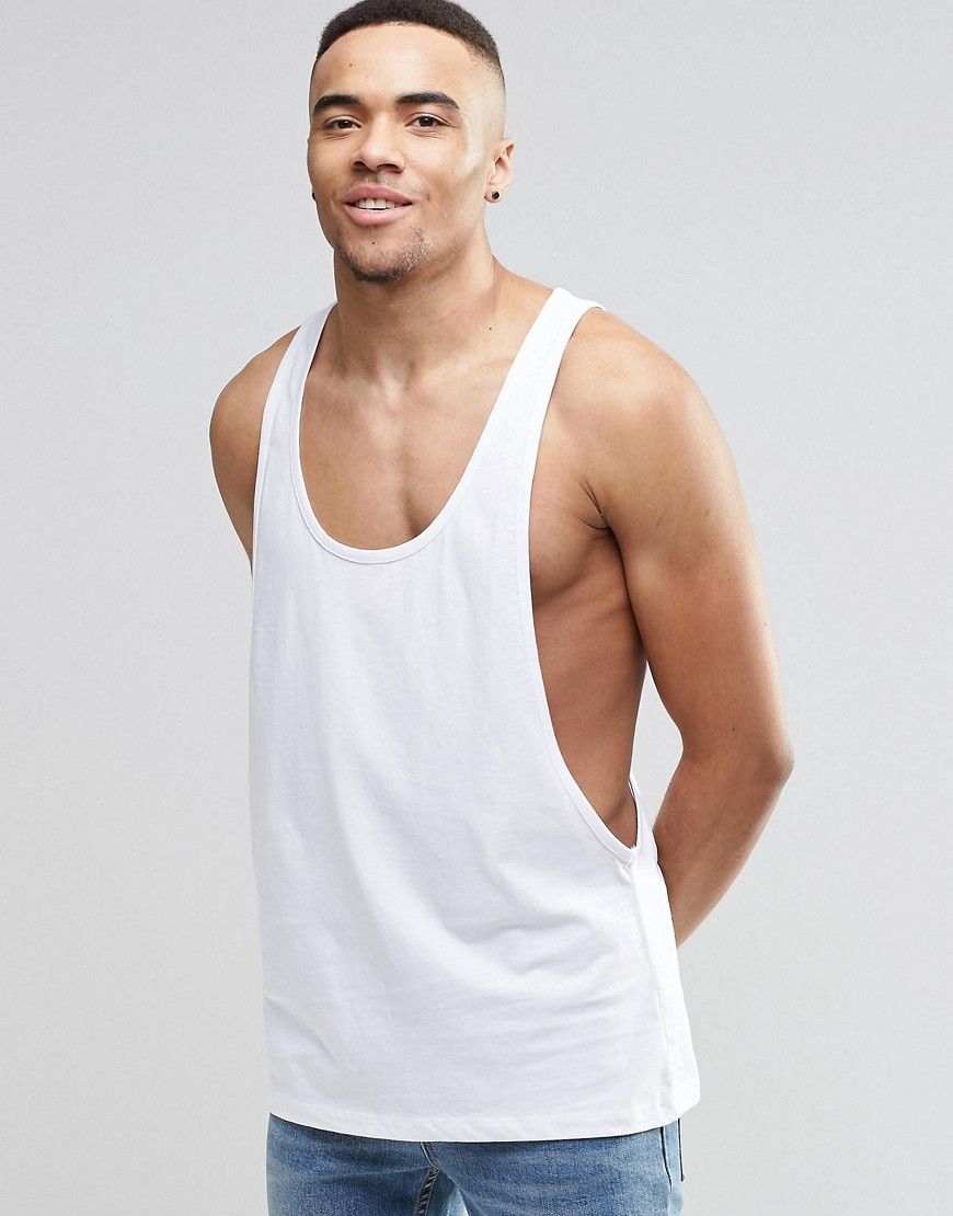 ASOS Tank With Extreme Dropped Armhole And Racer Back In White | ASOS US
