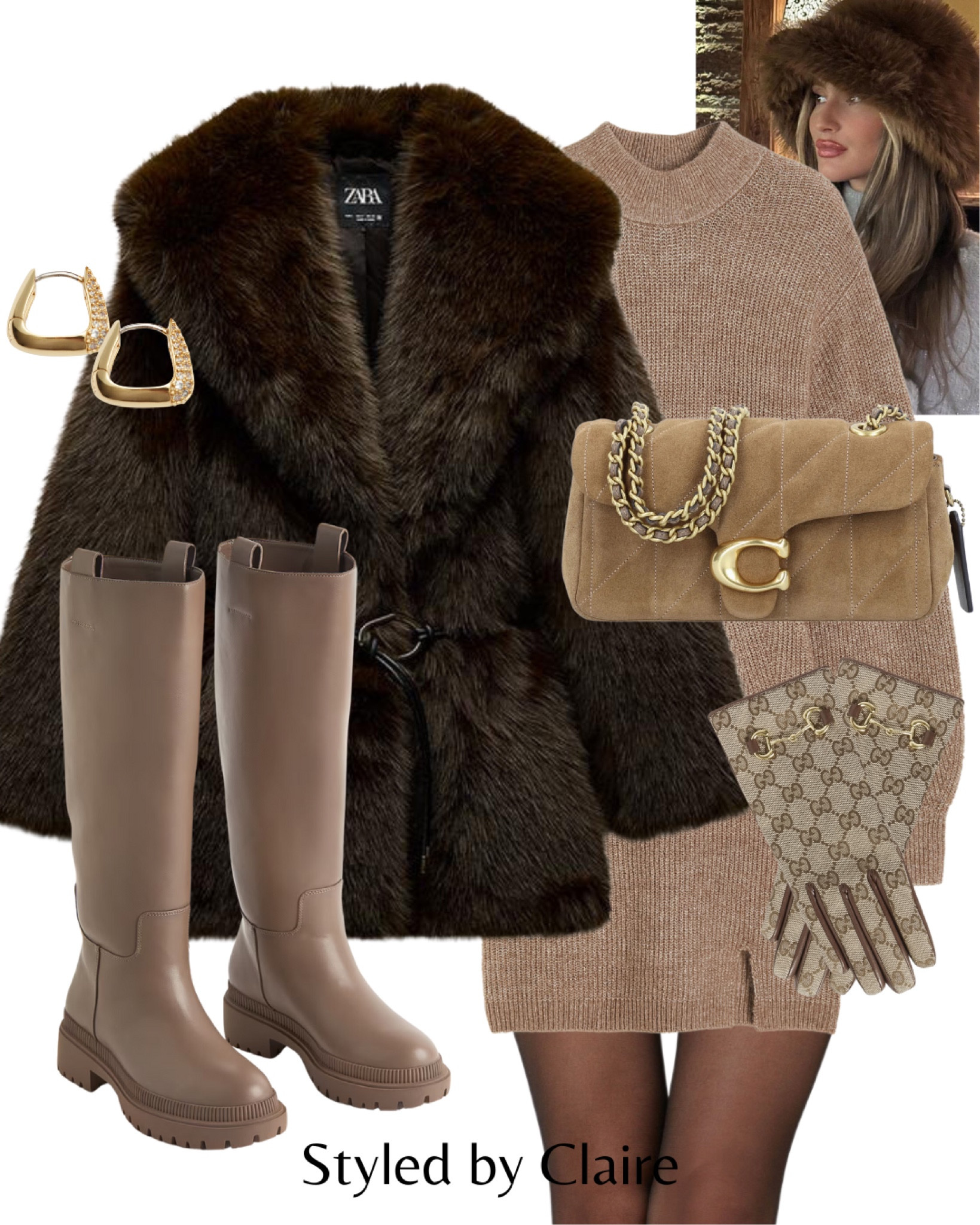 THE FAUX FUR🐻‼️
Tags: zara knit dress H&M knee high boots Gucci gloves suede bag coach gold earrings fluffy bucket hat brown beige fashion Christmas markets inspo outfit ideas city break cozy festive trending chic women’s style 

#LTKCyberWeek #LTKwinter #LTKshoes