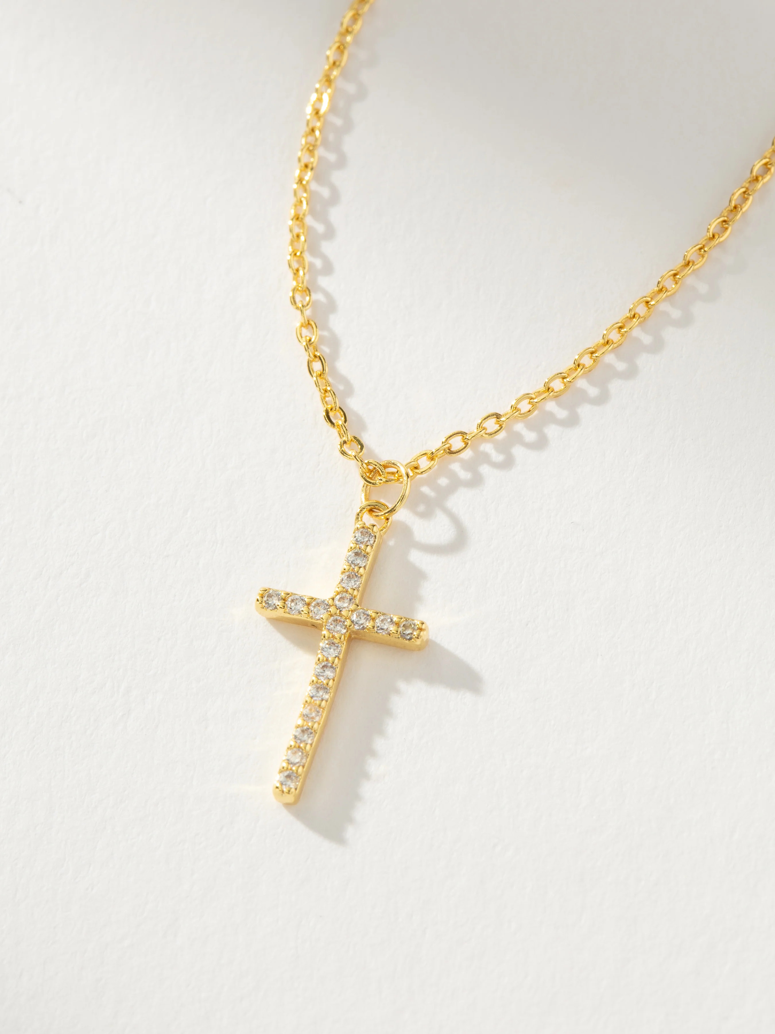 Pavé Cross Pendant and Dainty Chain Necklace in Gold | Uncommon James | Uncommon James