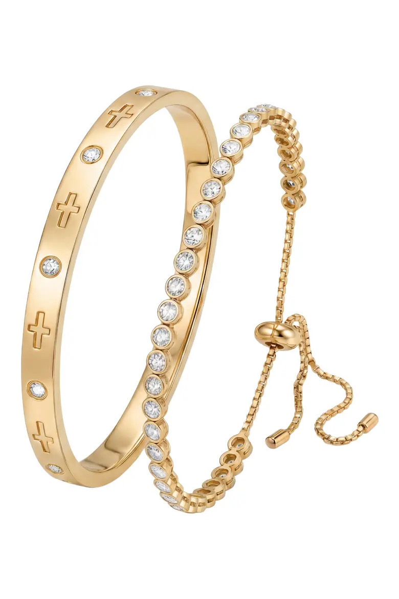 ARGENTO VIVO Tennis Cross & Coin Pendant Bracelet Set (Women) | Nordstrom | Nordstrom