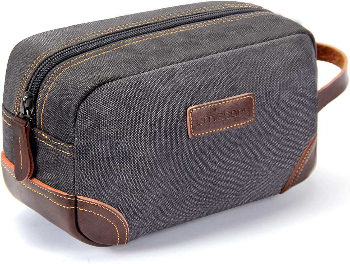 emissary Men's Toiletry Bag Leather and Canvas Travel Toiletry Bag Dopp Kit for Men Shaving Bag for  | Amazon (US)