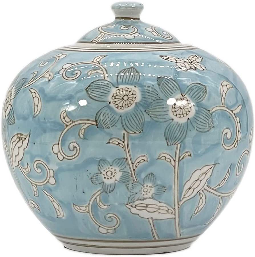 Galt International 8" Light Blue and White Floral Chinoiserie Jar w/ Lid- Ginger Jar, Tea Storage... | Amazon (US)