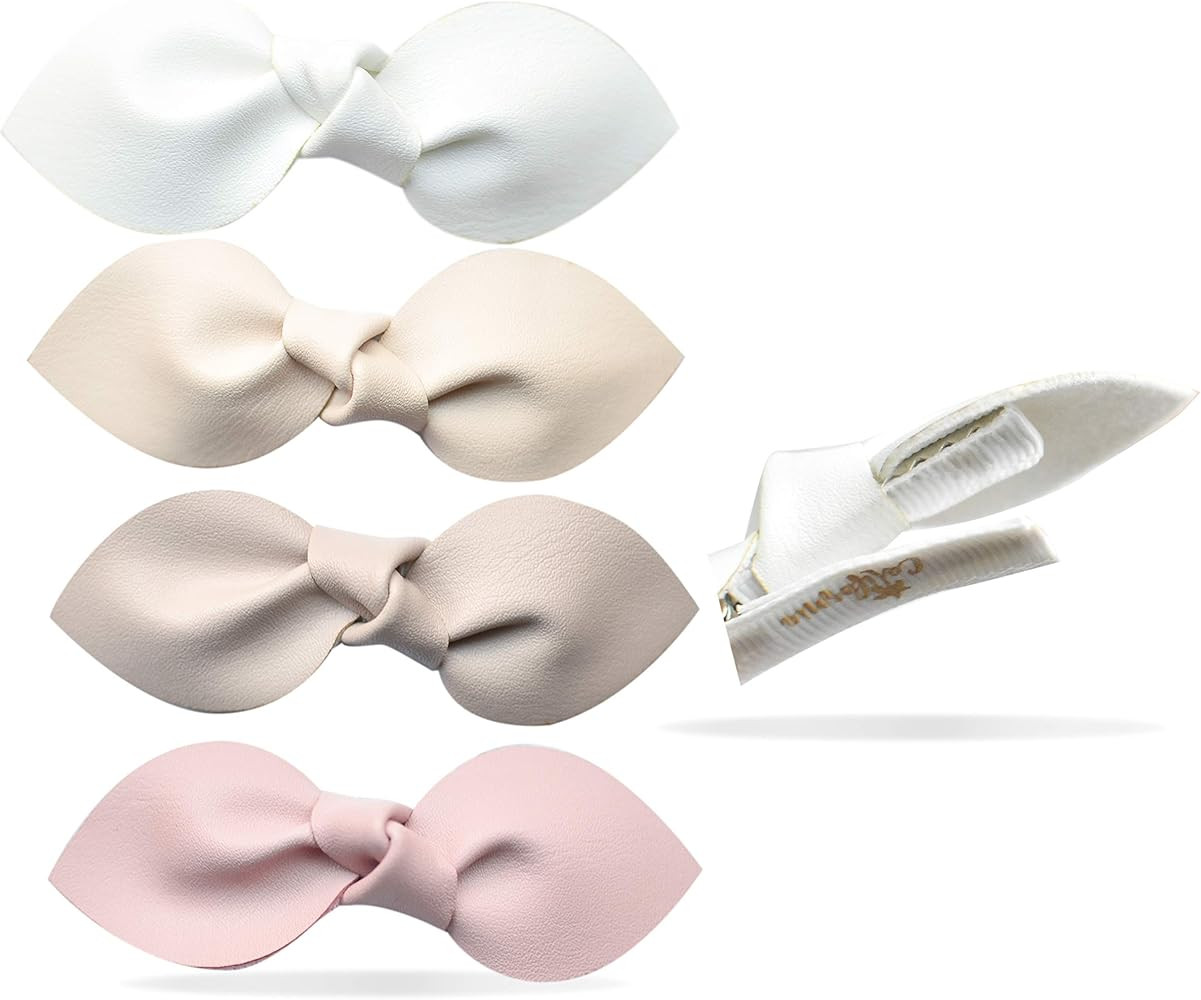 California Tot Non Slip Fully Lined Alligator Faux Leather Bow Hair Clips in Assorted Pack | Amazon (US)