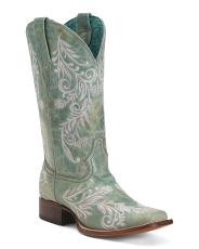 Made In Mexico Leather Embroidered Square Toe Western Boots | TJ Maxx