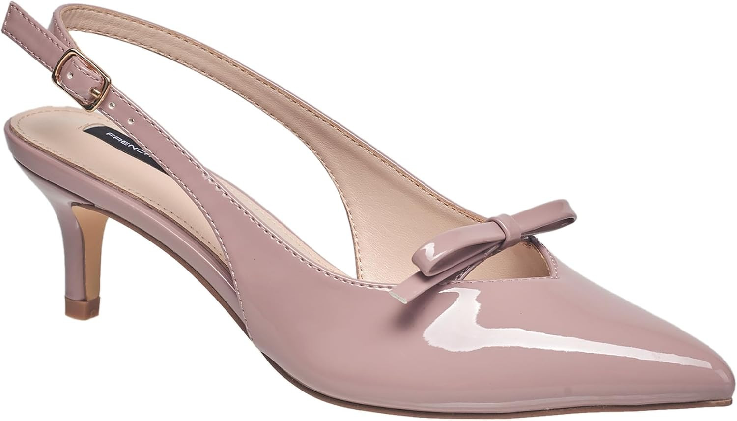 French Connection Women’s Slingback Pointed Toe Heels – Mid Heel Dress Shoes with Adjustable Strap | Amazon (US)
