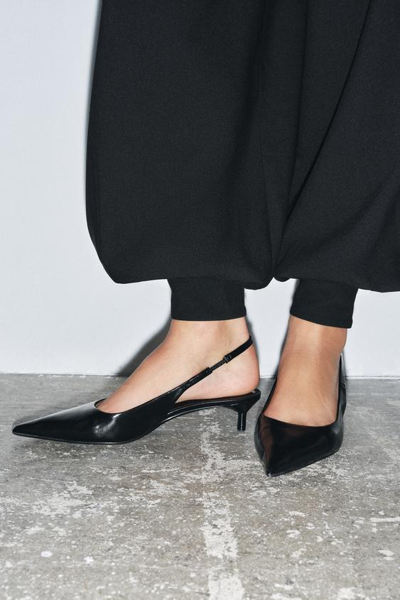 LEATHER SLINGBACK SHOES | Zara US