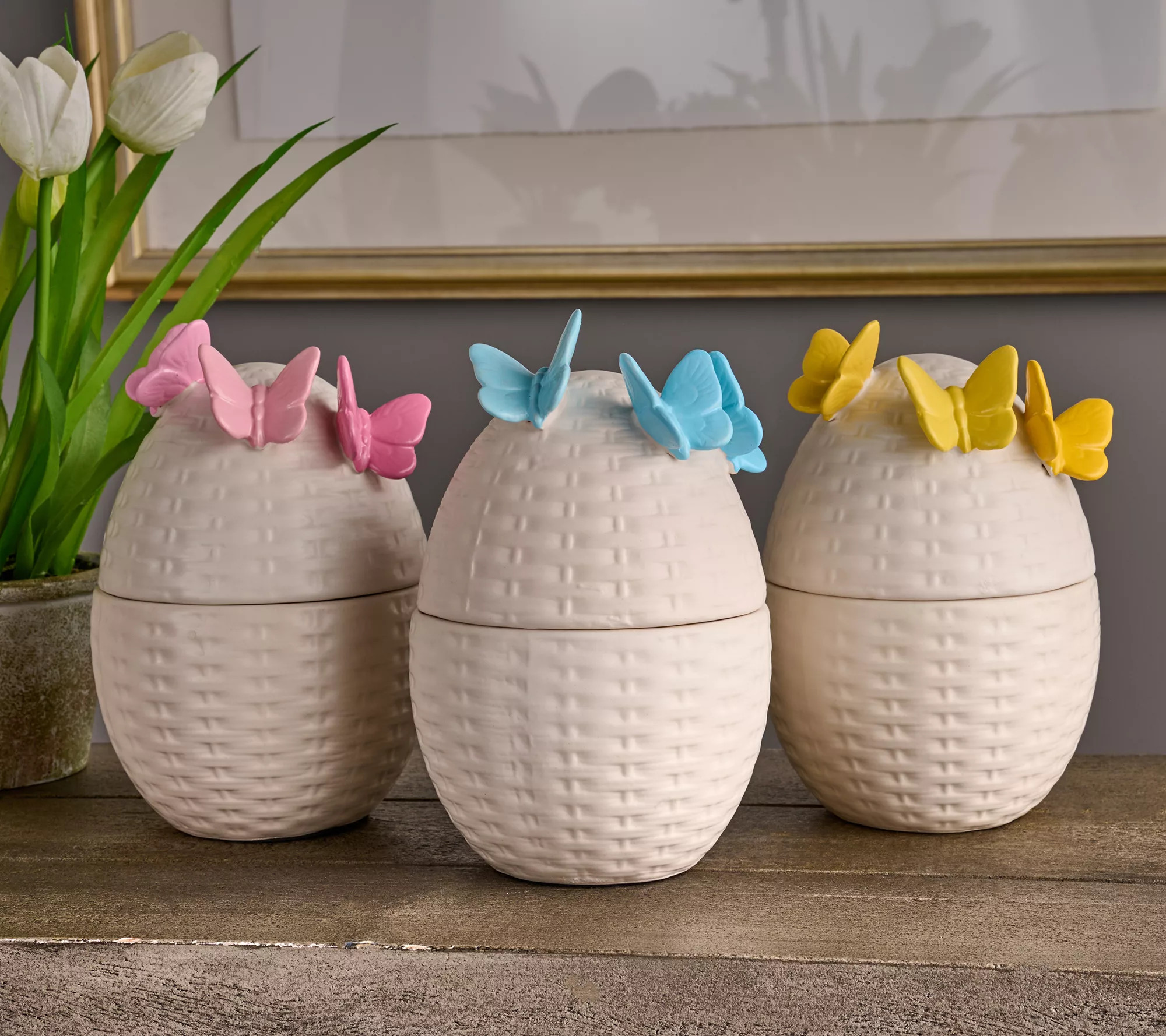 HomeWorx by Slatkin & Co. S/3 6oz Wicker Egg Charm Candles - QVC.com | QVC