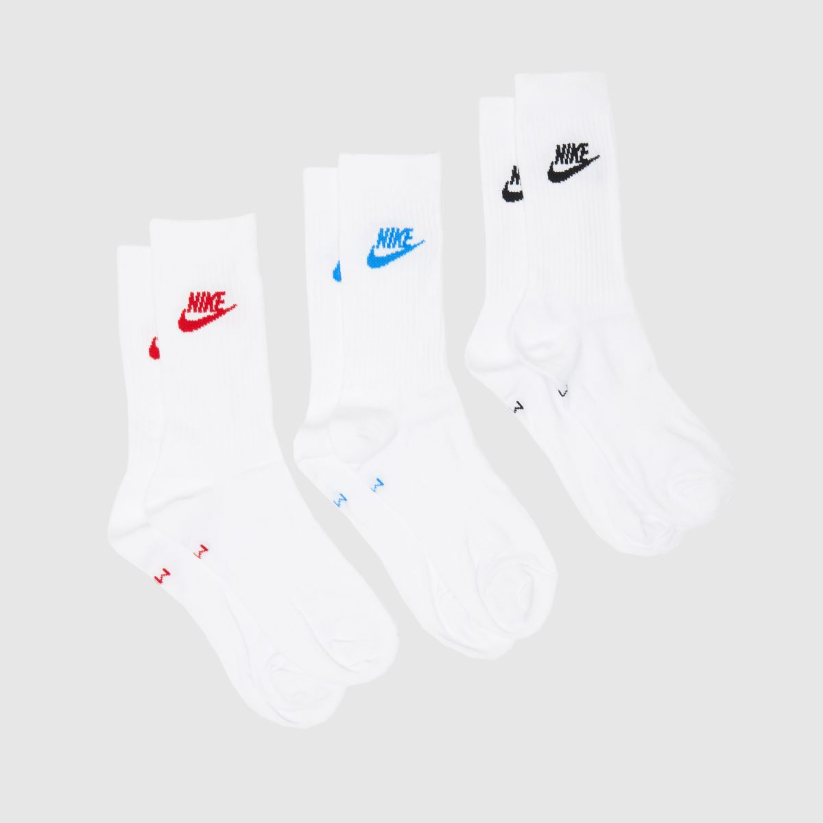 Nike white & blue nk everyday crew socks 3 pack | Schuh