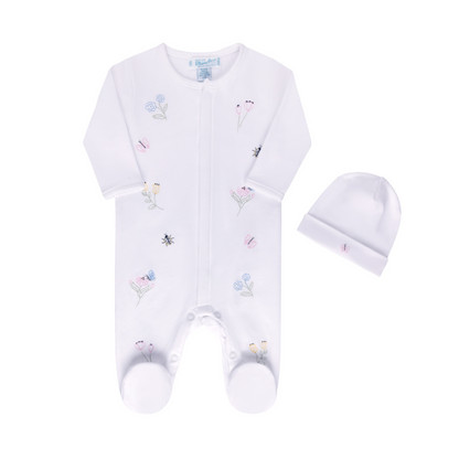 Garden Embroidered Cotton Romper w/Hat | Feltman Brothers