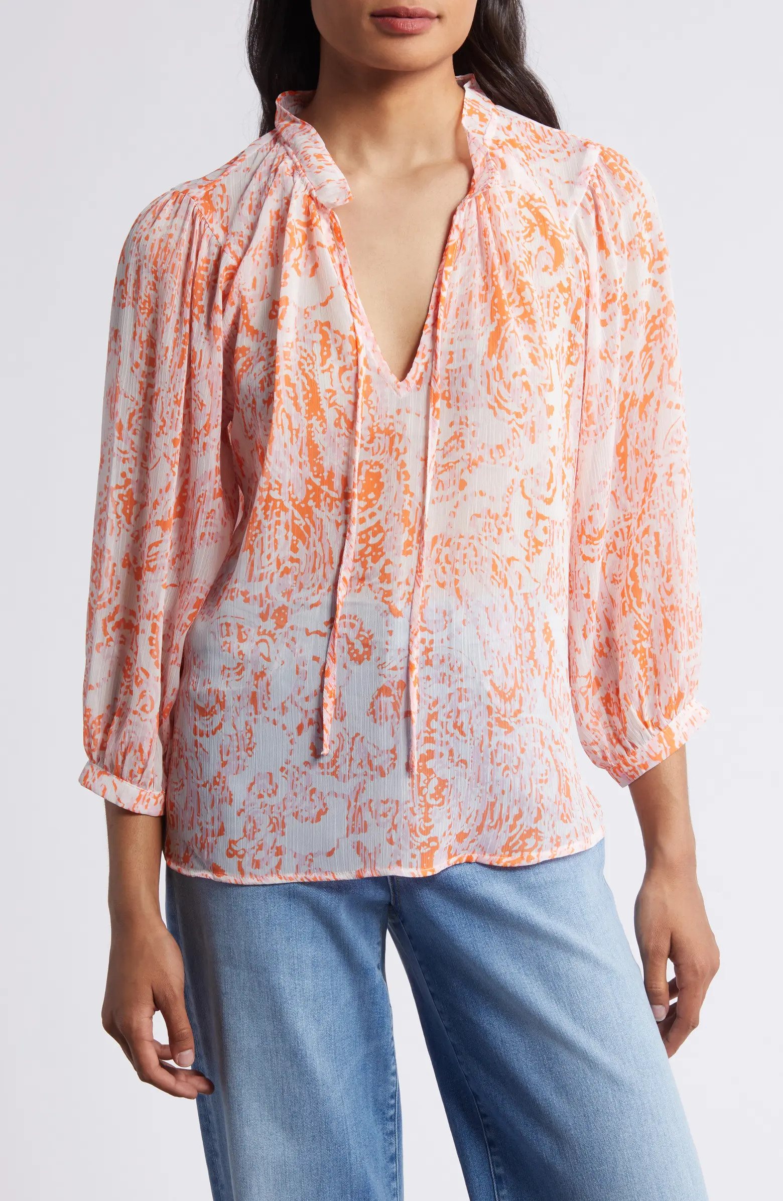 Balloon Sleeve Floral Peasant Top | Nordstrom