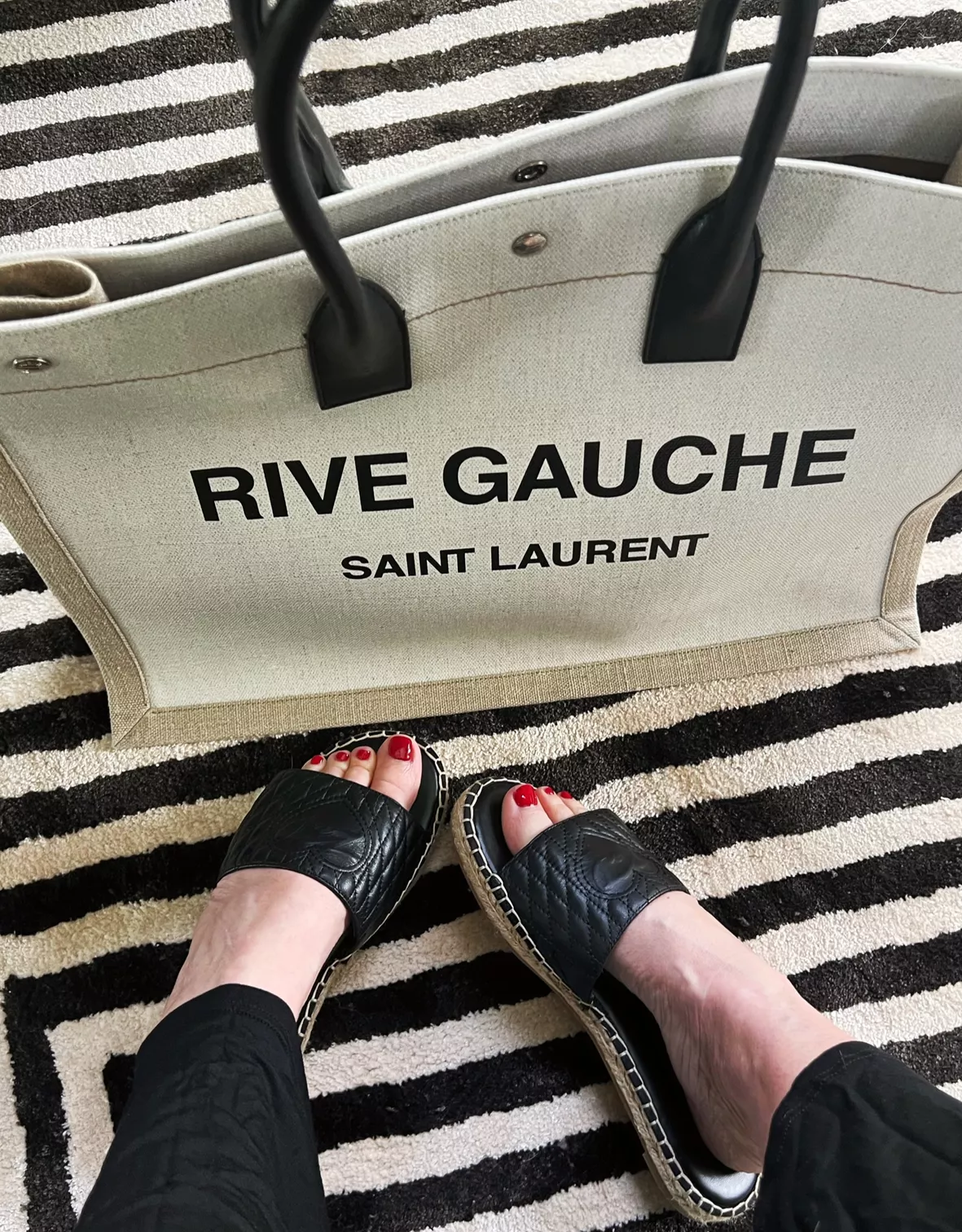 Saint Laurent Rive Gauche Raffia Tote Bag