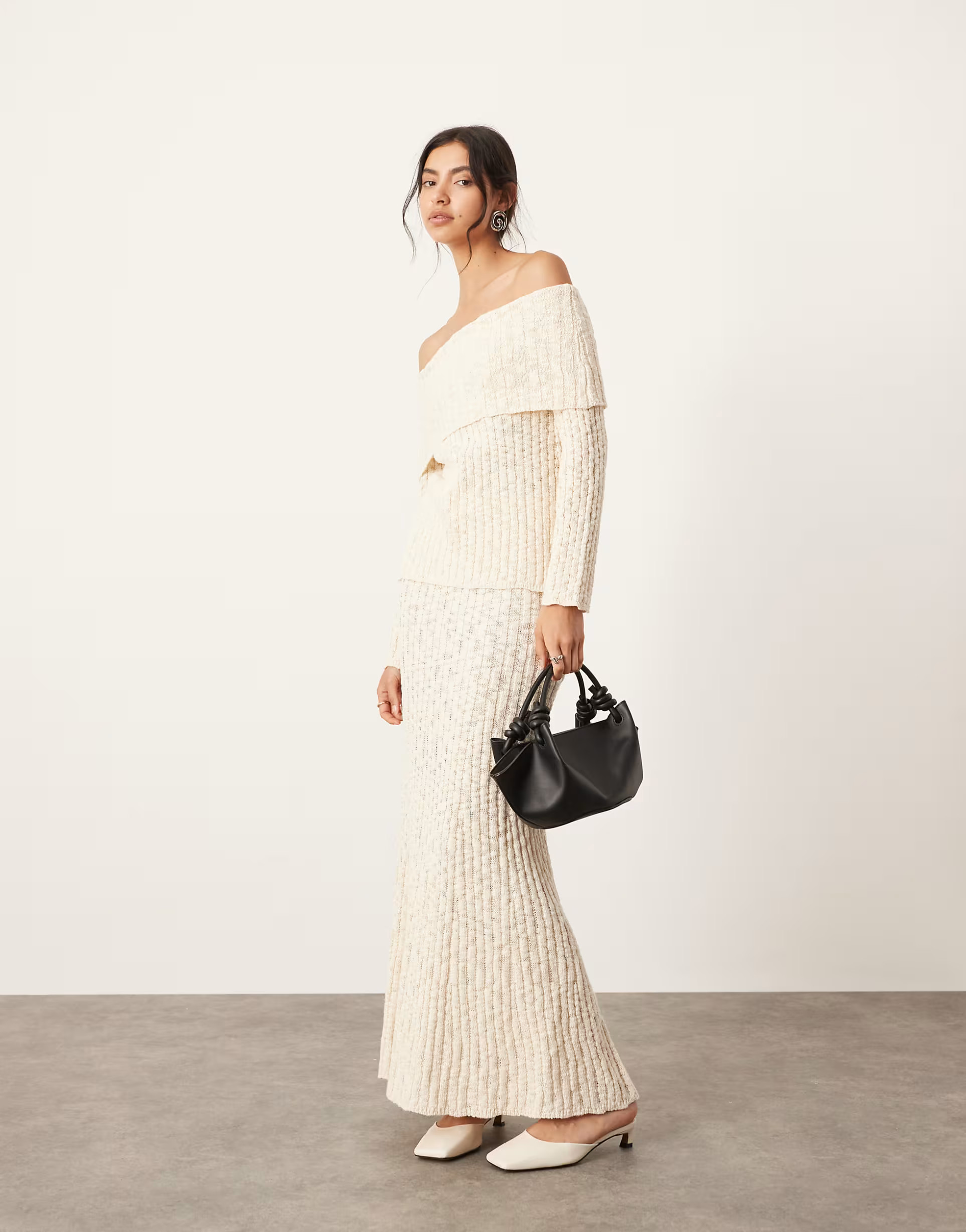 ASOS EDITION knitted full maxi skirt in cream - part of a set | ASOS (Global)