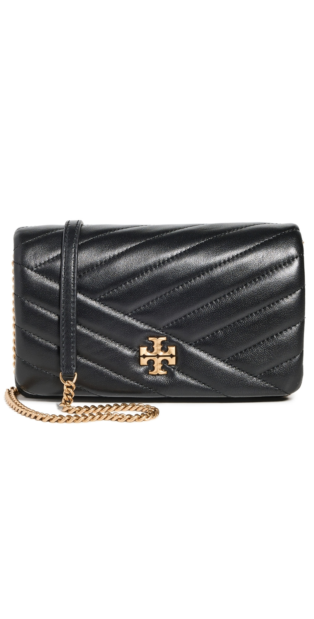 Tory Burch Kira Chevron Chain Wallet Black One Size | Shopbop