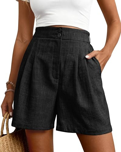 CFLONGE Womens Shorts Dressy Wide Leg Summer Shorts High Waisted Tailored Pleated Business Casual... | Amazon (US)