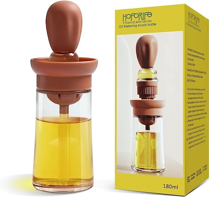 HOFORIFE Glass Olive Oil Bottle And Brush 2 In 1, Silicone Dropper Measuring Oil Dispenser Bottle Ki | Amazon (US)
