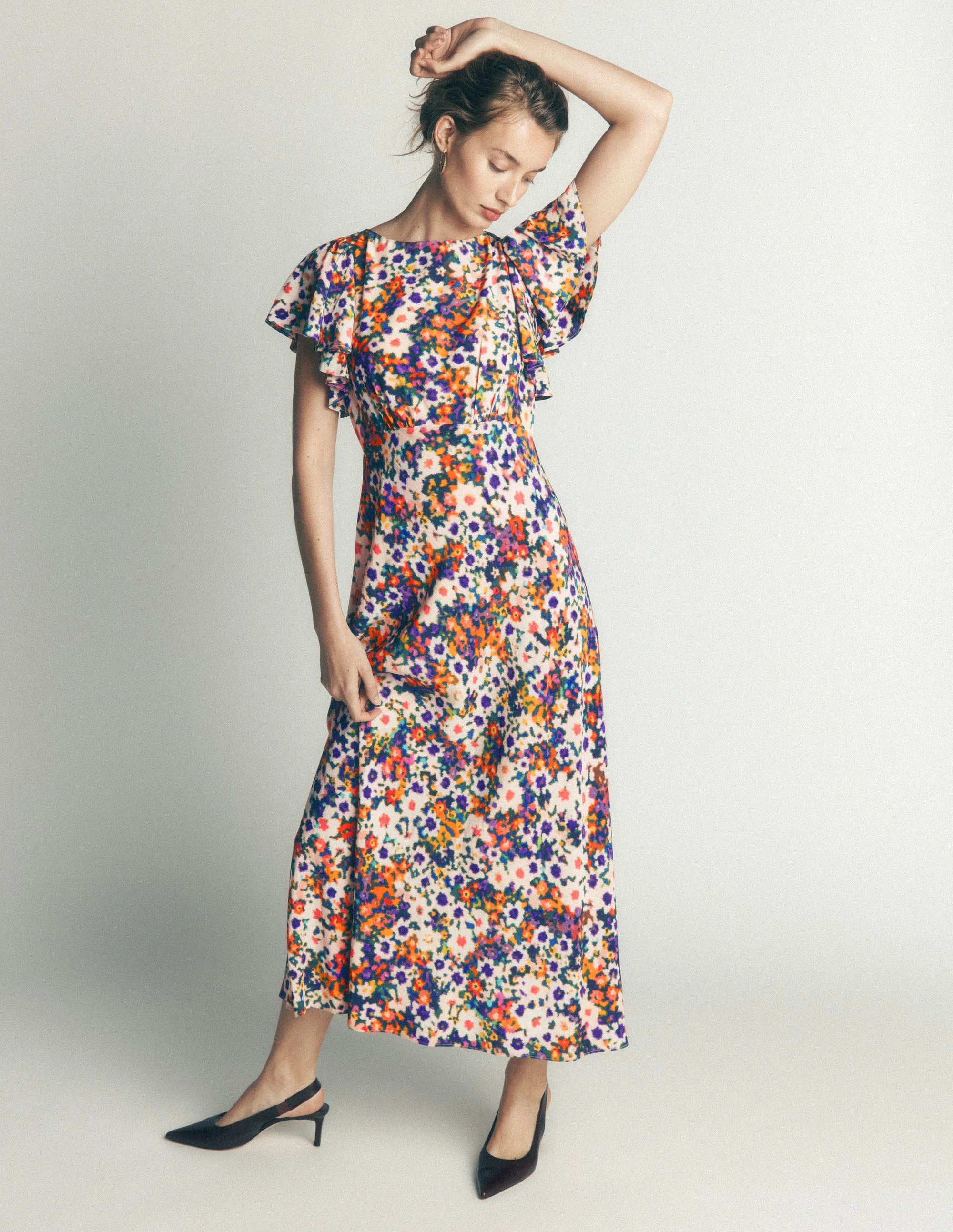 Draped Sleeve Occasion Dress-Multi, Flora Fusion | Boden (US)