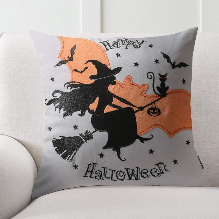 Phantoscope Halloween Holiday Collection Embroidery Decorative Throw Pillow Cover, 18" x 18", Ora... | Walmart (US)
