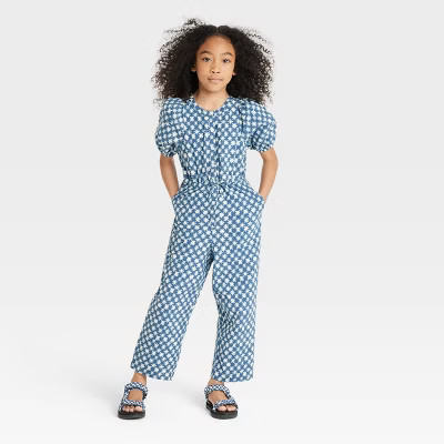 Girls' Short Sleeve Jumpsuit - Cat & Jack™ Blue | Target