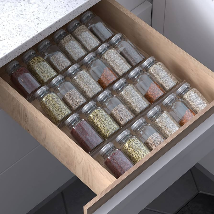 19 x 13 Inches Spice Drawer Organizer, 4 Tier Clear Acrylic Expandable In-Drawer Seasoning Jars R... | Amazon (US)