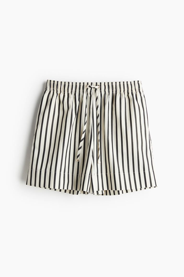 Cotton Pull-on Shorts - White/striped - Ladies | H&M US | H&M (US + CA)