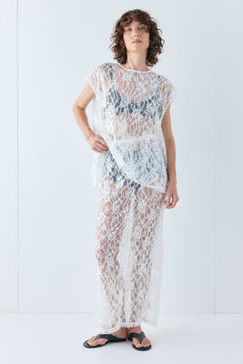 Devyn Sequin Midi Skirt White | VRG Grl