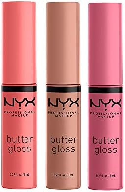 NYX PROFESSIONAL MAKEUP Butter Gloss - Pack Of 3 Lip Gloss (Angel Food Cake, Creme Brulee, Madeleine | Amazon (US)