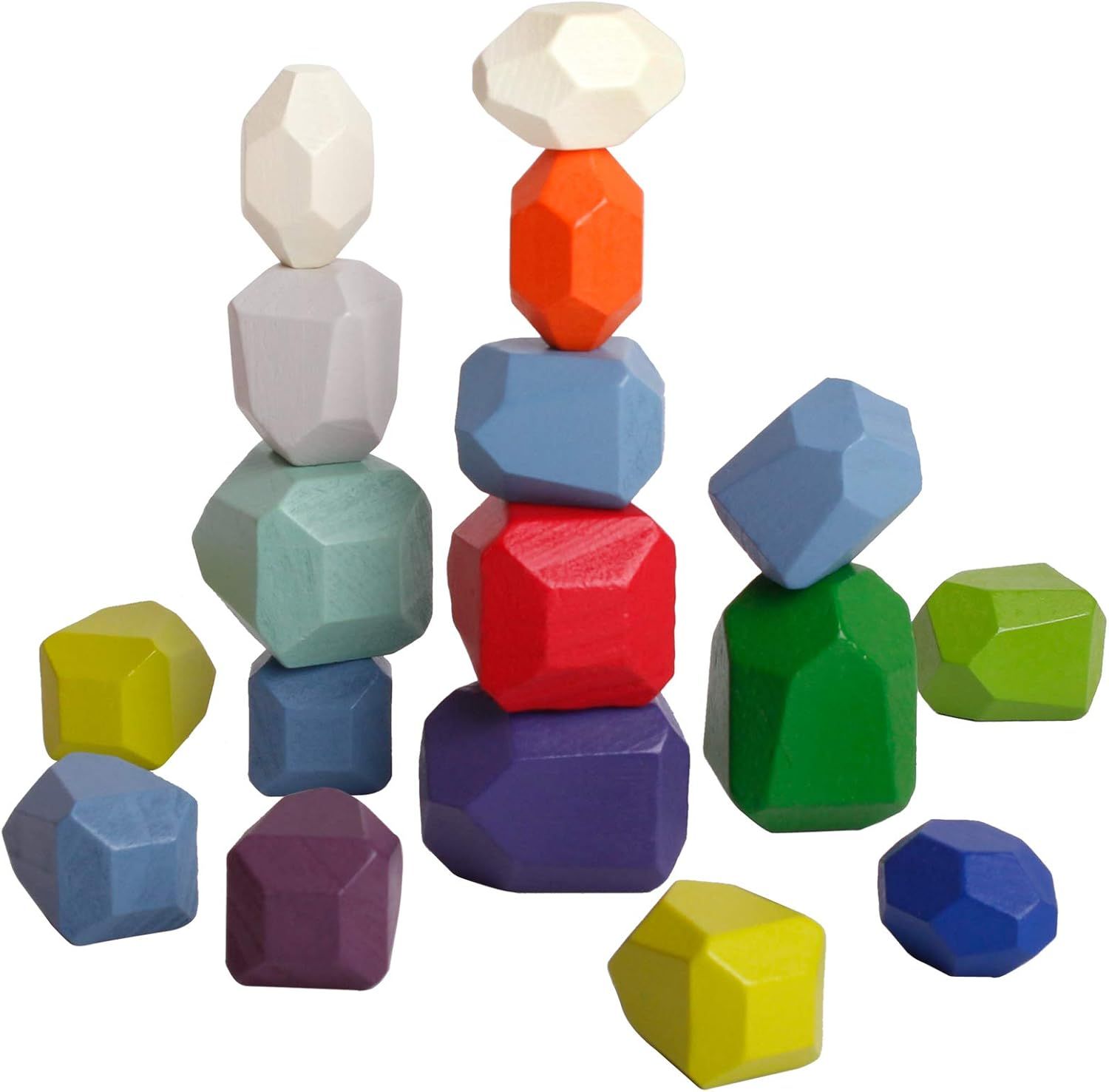 BESTAMTOY 18 PCs Wooden Rocks Sorting Stacking Balancing Stones Educational Preschool Learning To... | Amazon (US)
