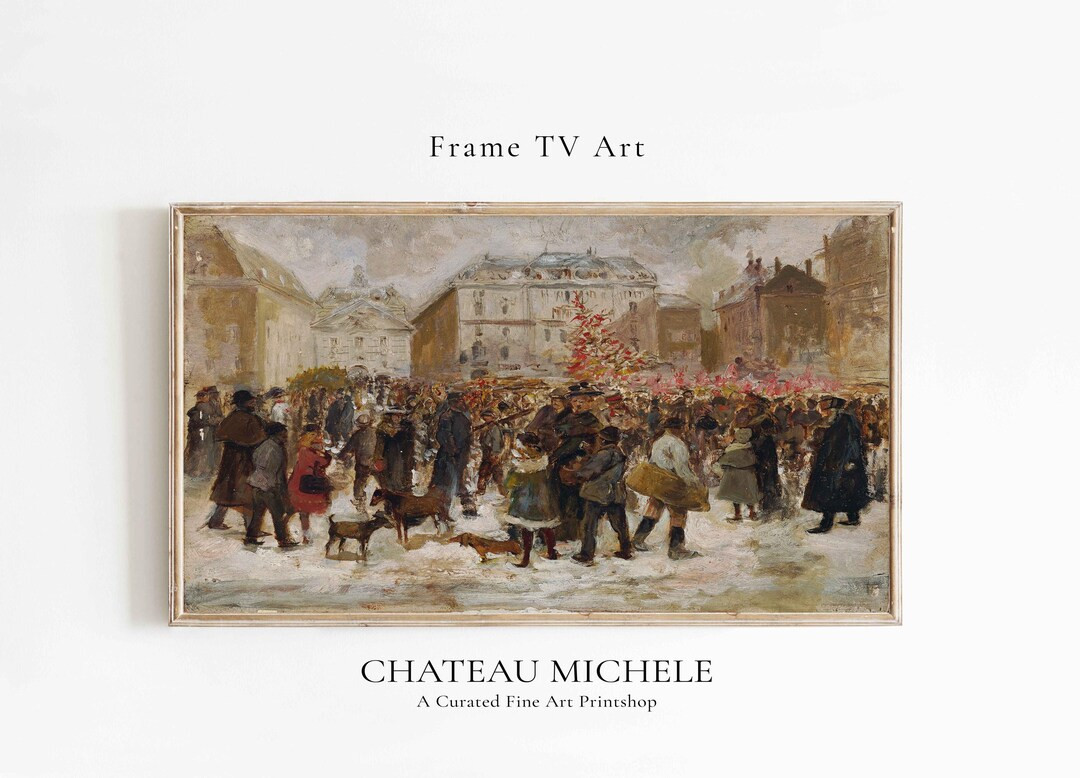 Christmas Frame TV Art Christmas Market Scene Digital Download Vintage Art for Frame TV Samsung F... | Etsy (US)
