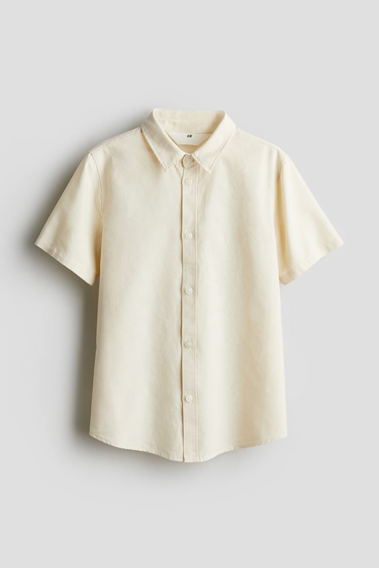 Short-sleeved Cotton Shirt - Light yellow - Kids | H&M US | H&M (US + CA)