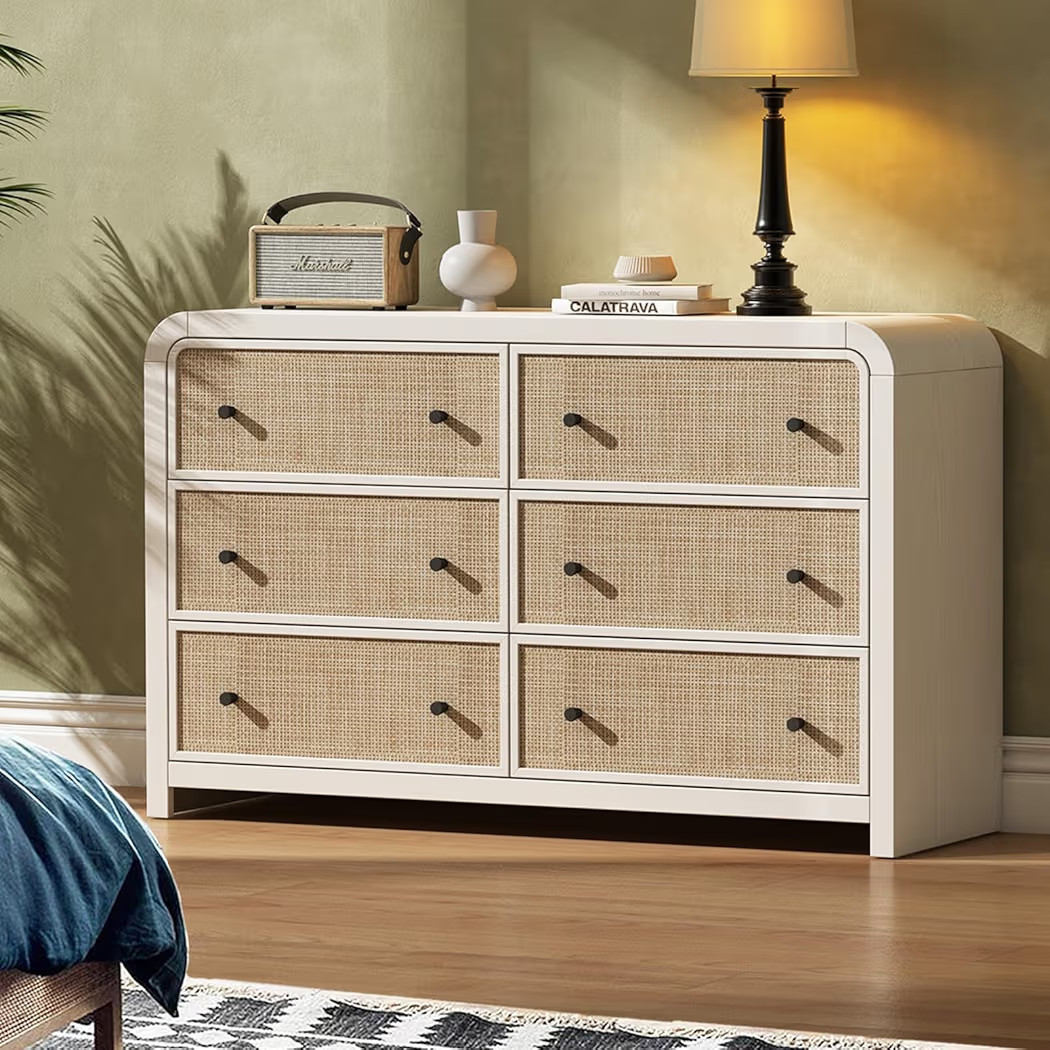 Oak&Sparrow 6 Drawer Dresser for Bedroom, 49'' Rattan Dresser with Ample Storage, Boho Chest of D... | Amazon (US)