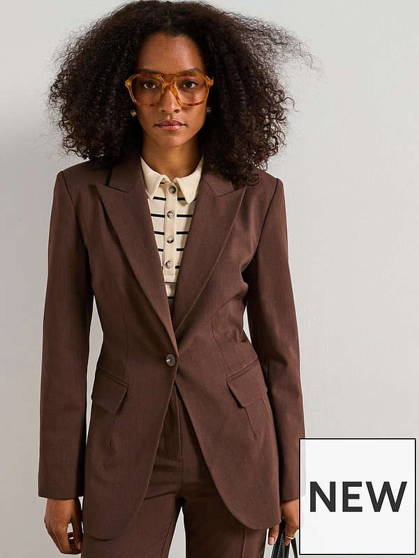 V by Very Sculpted Blazer - Brown | Very (UK)
