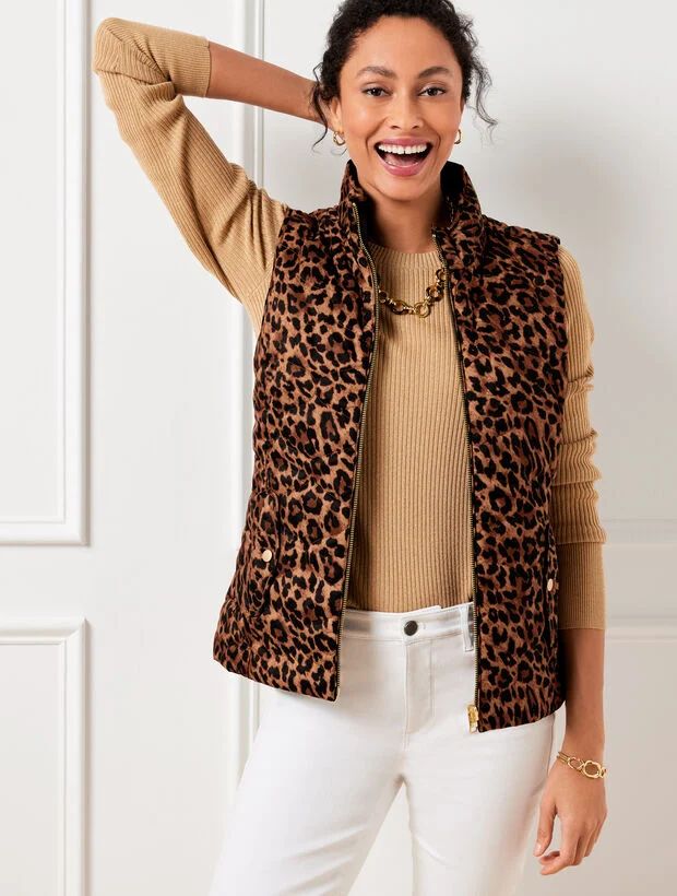 Reversible Quilted Vest - Leopard | Talbots