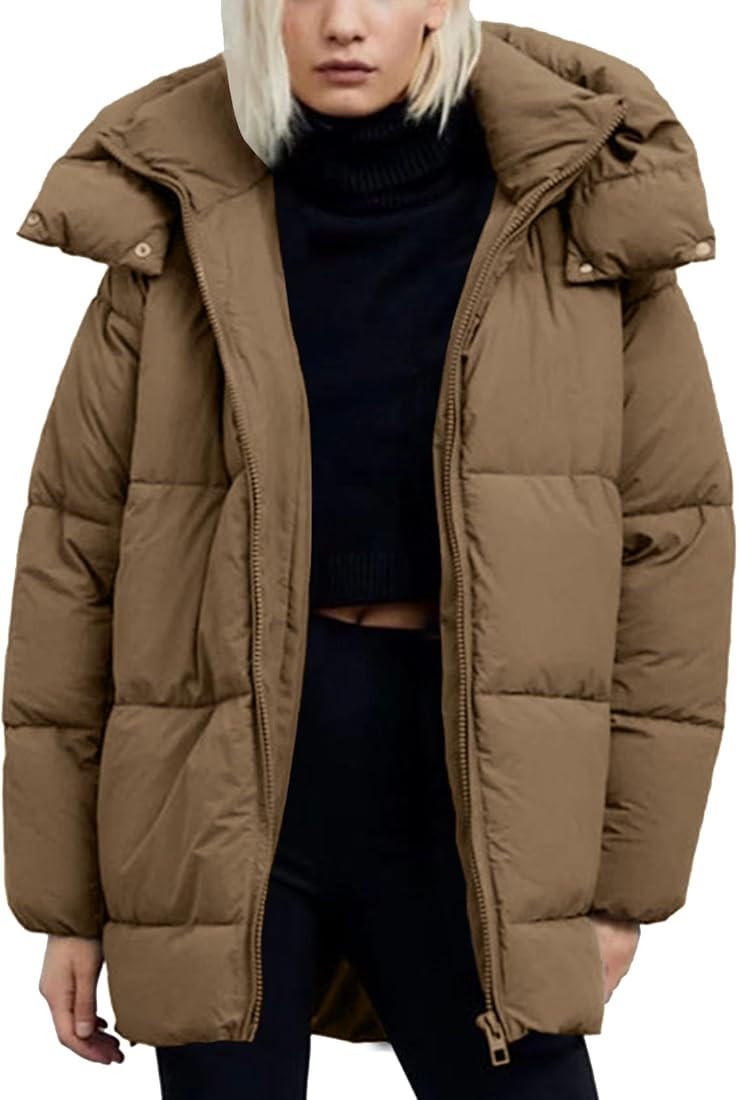 Flygo Womens Hooded Quilted Puffer Jacket Mid-Length Padded Warm Winter Heavyweight Coat Outerwea... | Amazon (US)