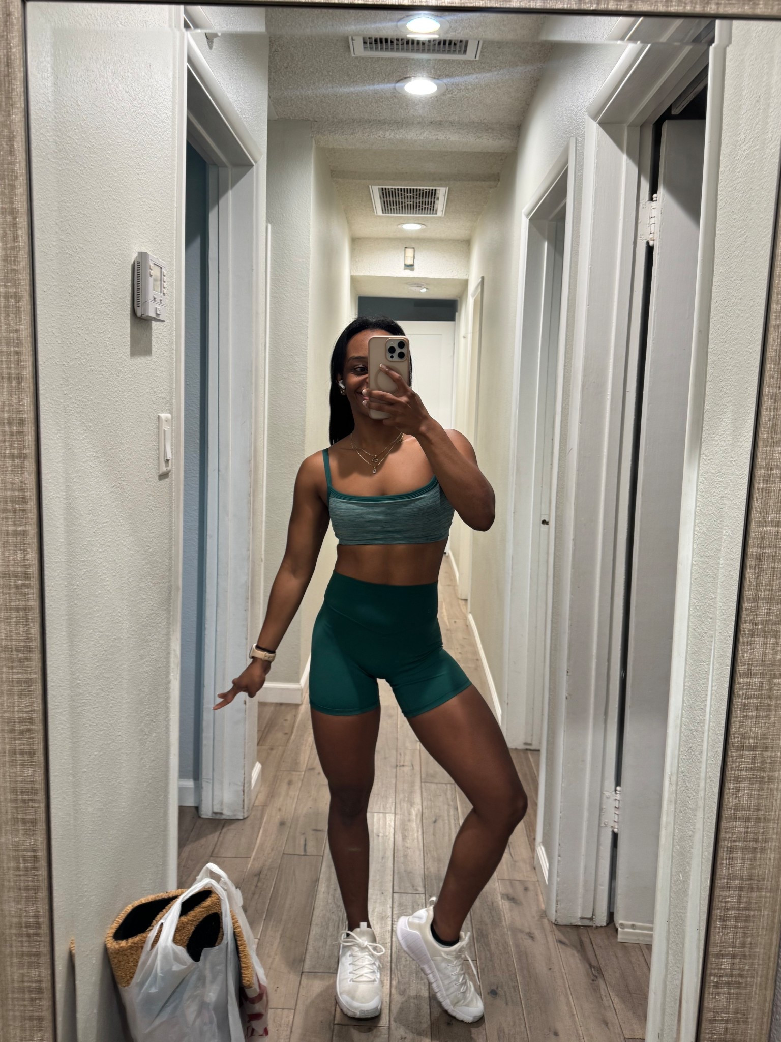 Today's Workout Outfit!! 💚🎄🦖😌

Enjoy your holiday week let's uplift ourselves in the spirit to BEE of best version of ourselves!! 💛💫

Cloud Volley shorts XS 
Daydream Bra XS 

#LTKActive #LTKfitnessgoals #LTKHoliday