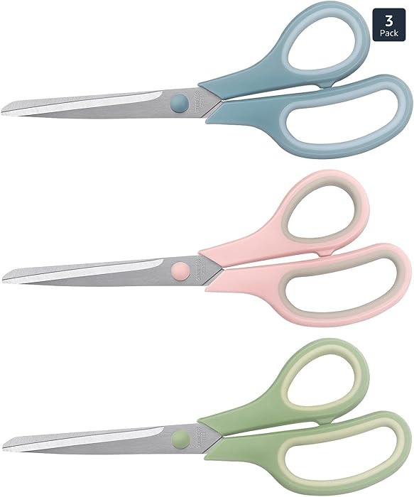 LONGKEY Scissors 8.5 Inch scissors all purpose Bulk Set of 3, Scissors for Office Home School Cra... | Amazon (US)