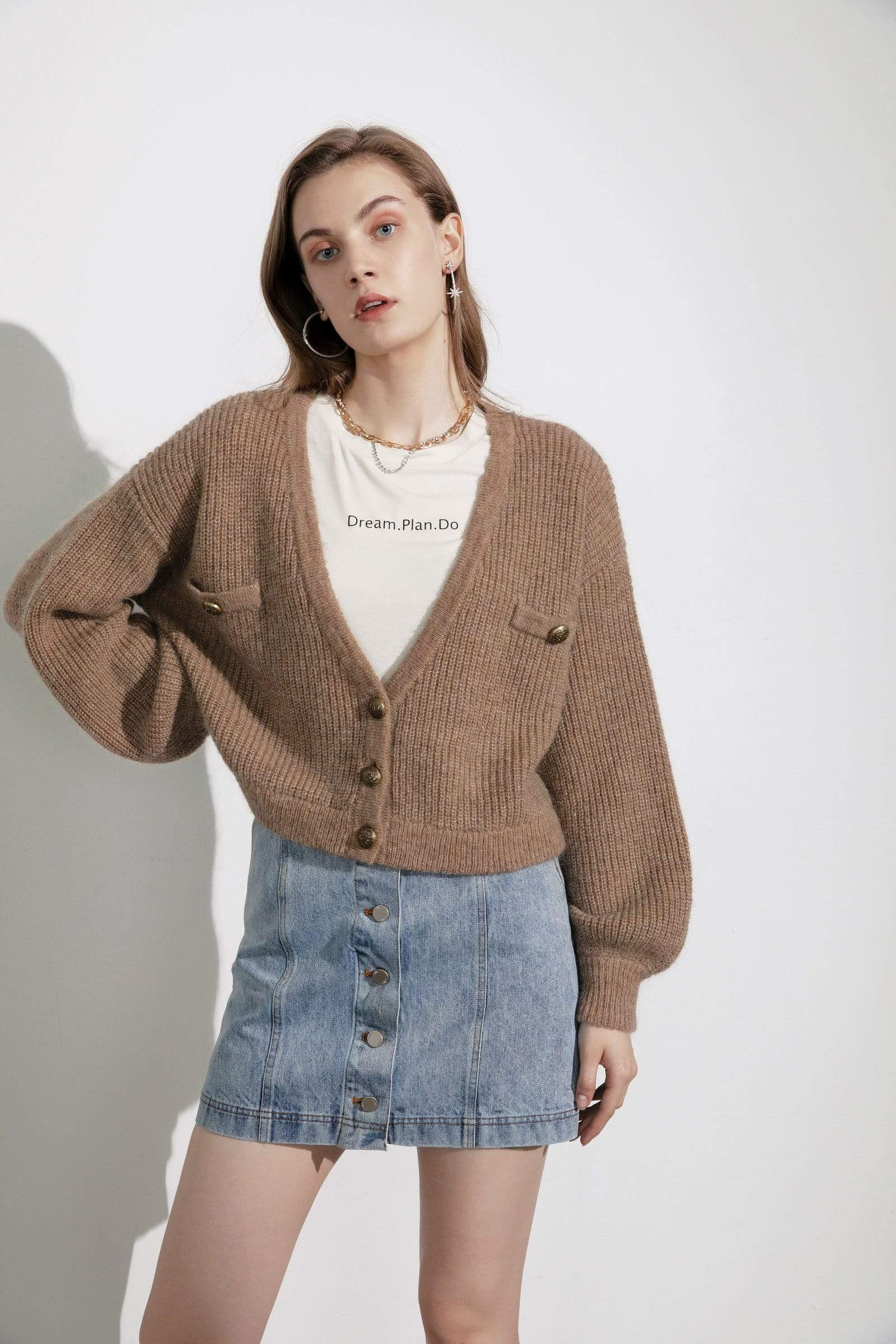 Elsie Brown Oversized Cardigan | J.ING