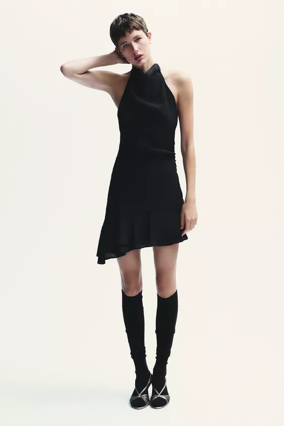 HALTER ASYMMETRIC SHORT DRESS | Zara US