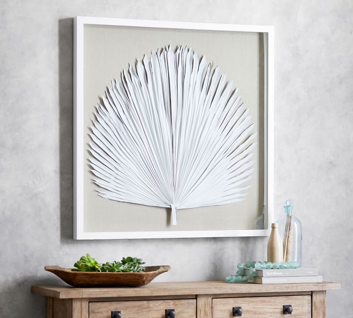 Palm Leaf Shadow Box Wall Art - White | Pottery Barn (US)