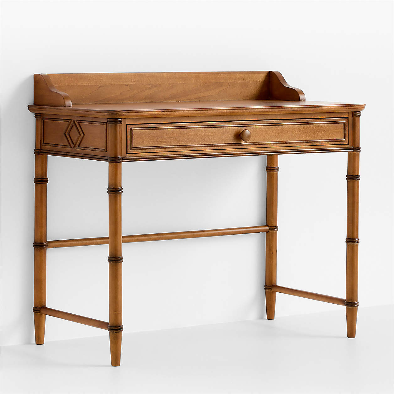 Crosby Antique Amber Wood Kids Desk with Drawer by Sharland England | Crate & Kids | Crate & Barrel