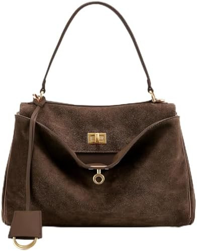 Genuine Leather Purse for Women: Suede Leather Tote Bag - Fashion Ladies Shoulder Handbag for Tra... | Amazon (US)